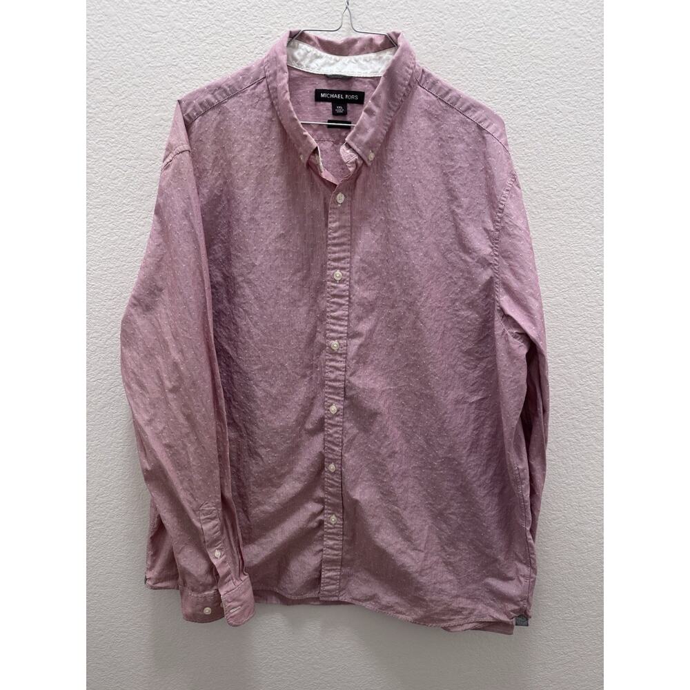Michael Kors Men's XXL Classic Fit Cotton Pink/White Striped Button-Down - 1060